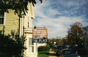 A random sign spotted in Front Royal, Virginia.  It's The Place, I guess.  Taken October, 2002.