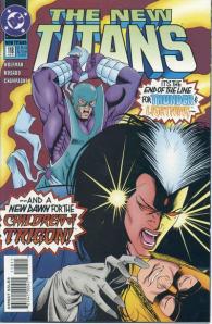 Thunder and Lightning, who hadn't been seen in years, are taken by Evil Raven in New Titans #118.