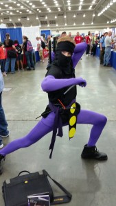A Ninjak cosplayer who was in line to meet Jimmy Palmiotti.